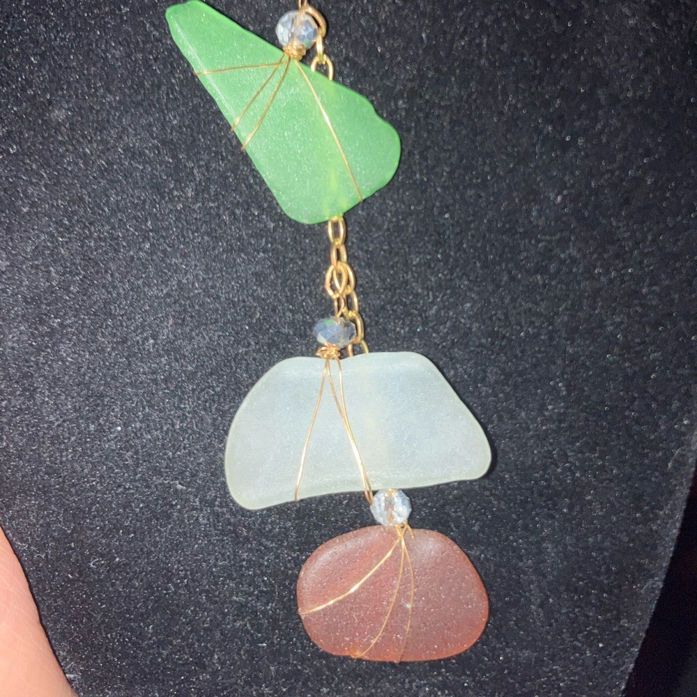 #95 handmade Seaglass hanging necklace